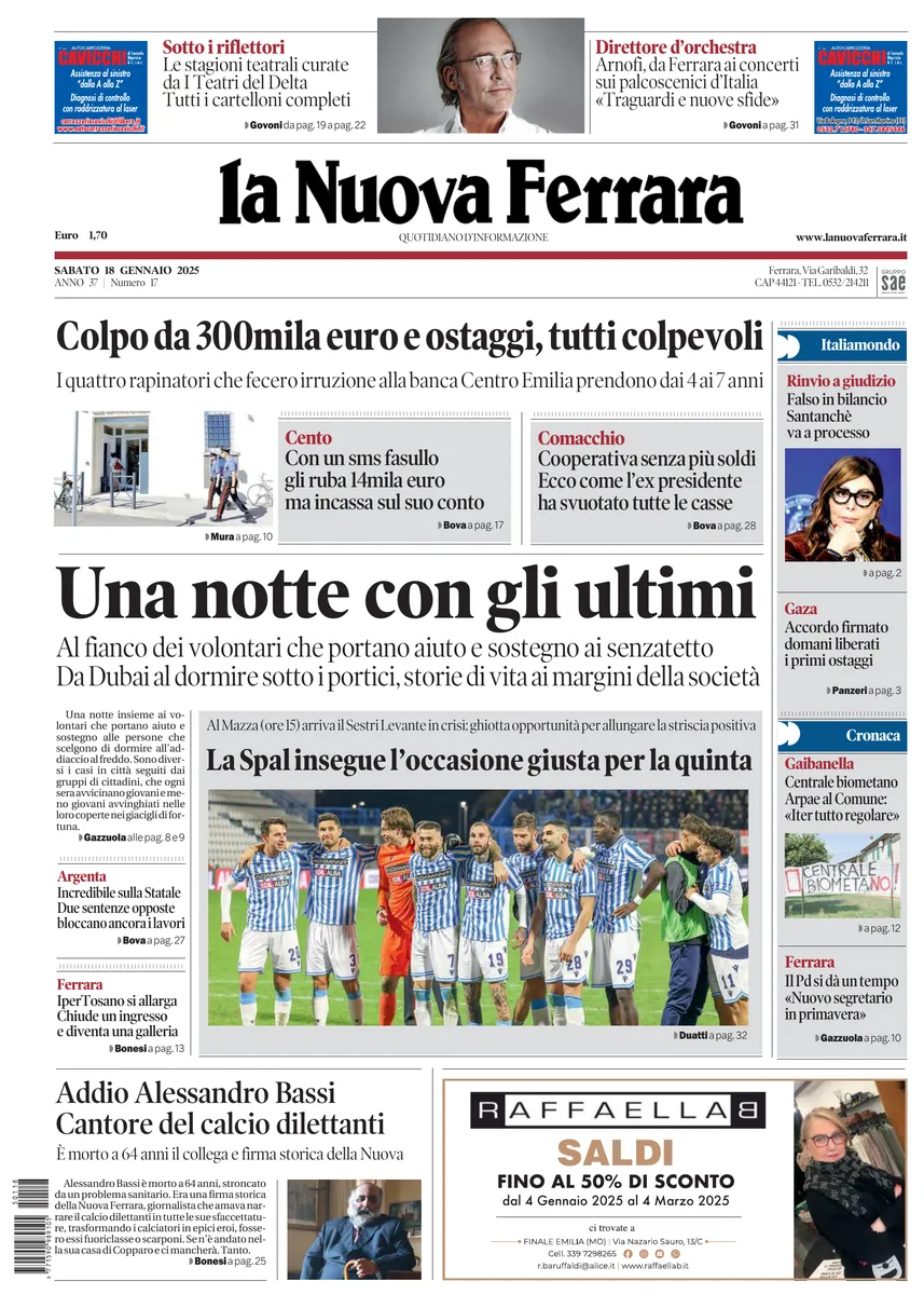 Prima-pagina-nuova ferrara-oggi-edizione-del-2025-01-18